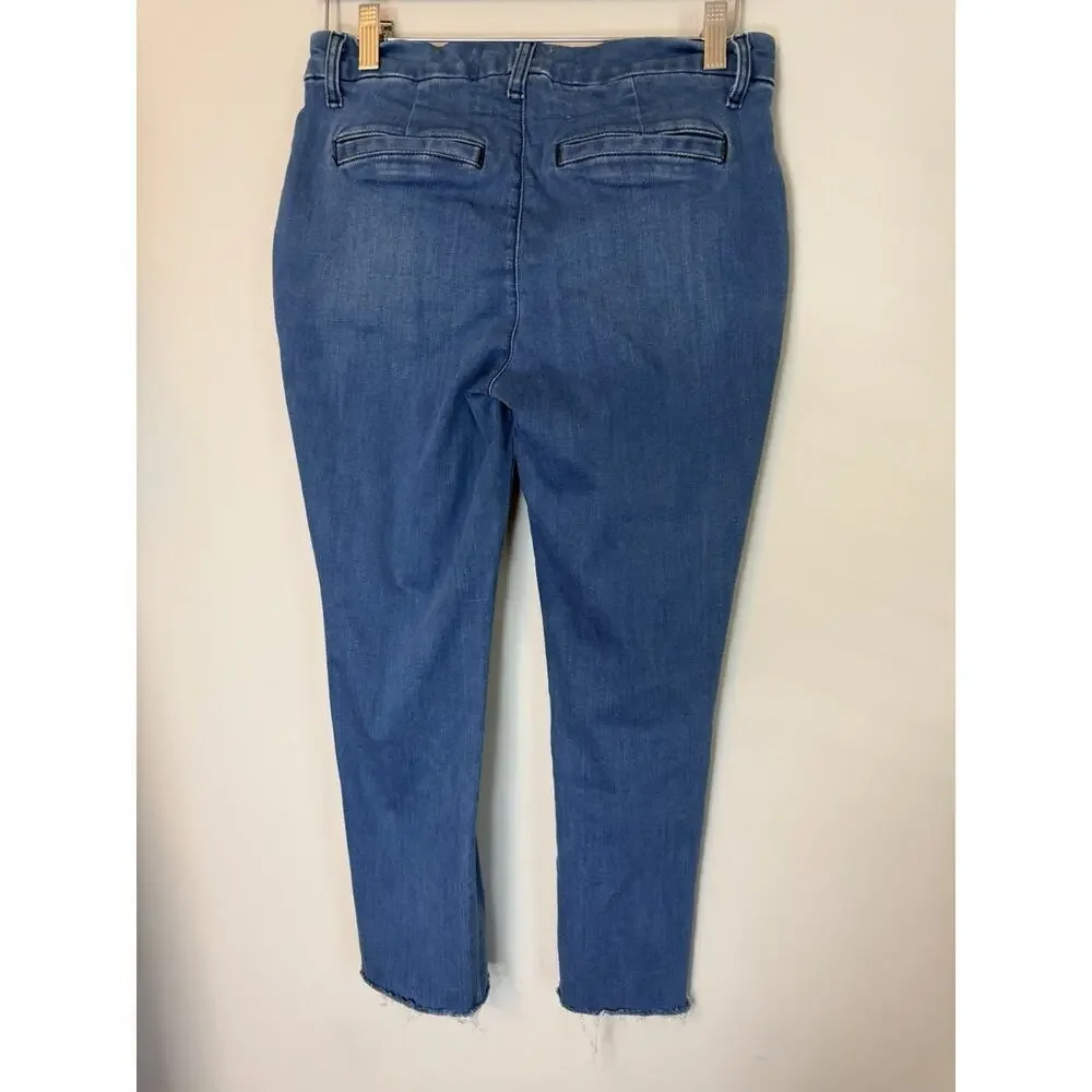 Frank & Eileen Wicklow Blue Denim Italian Chino Crop Raw Hem Mid-Rise Size 4